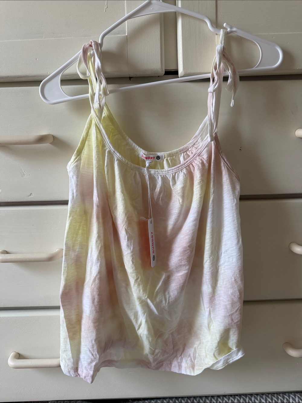 Sundry Pastel Tie-Dye TankTop in Yellow & Pink